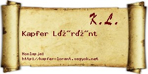 Kapfer Lóránt névjegykártya